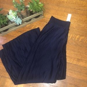 NWT- Anthropologie wide-leg Navy pants XS elastic waist